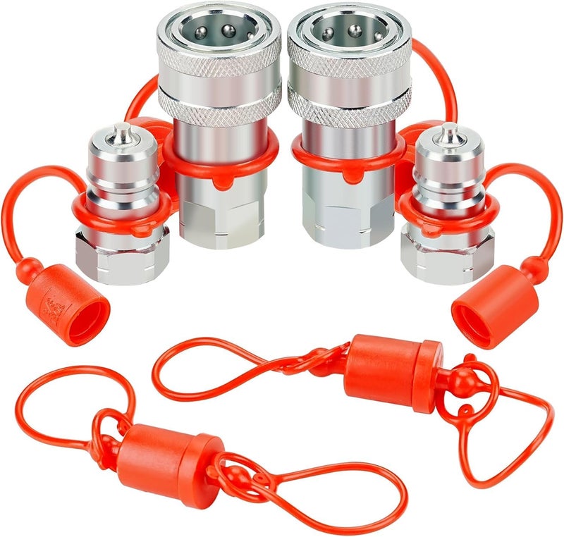 ANCIMOON 3/8'' Ag Pioneer Hydraulic Quick Connect Coupler Fittings with Dust Cap - Image 1
